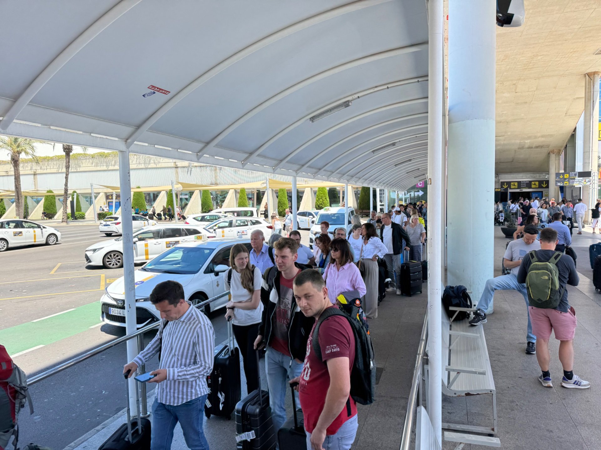 Taxi lines can get long during high season